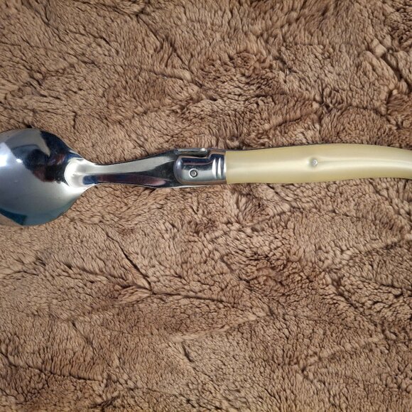 6 Jean Dubost LAGUIOLE IVORY France 8 3/8" Soup Spoons - Picture 7 of 15